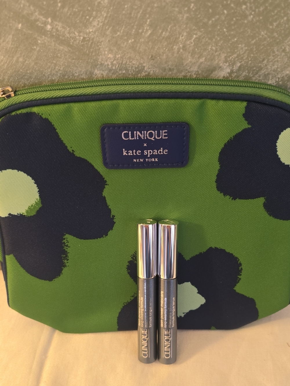 Clinique X Kate Spade Floral Cosmetic Bag & 2 Clinique  Mascara Black Onyx New